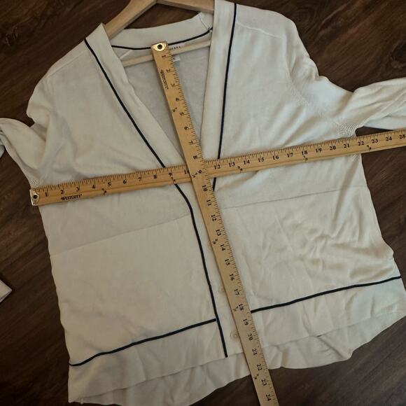 Athleta Lightweight Collegiate White Blue Stripe Boyfriend Cardigan Sweater XL - Picture 8 of 9